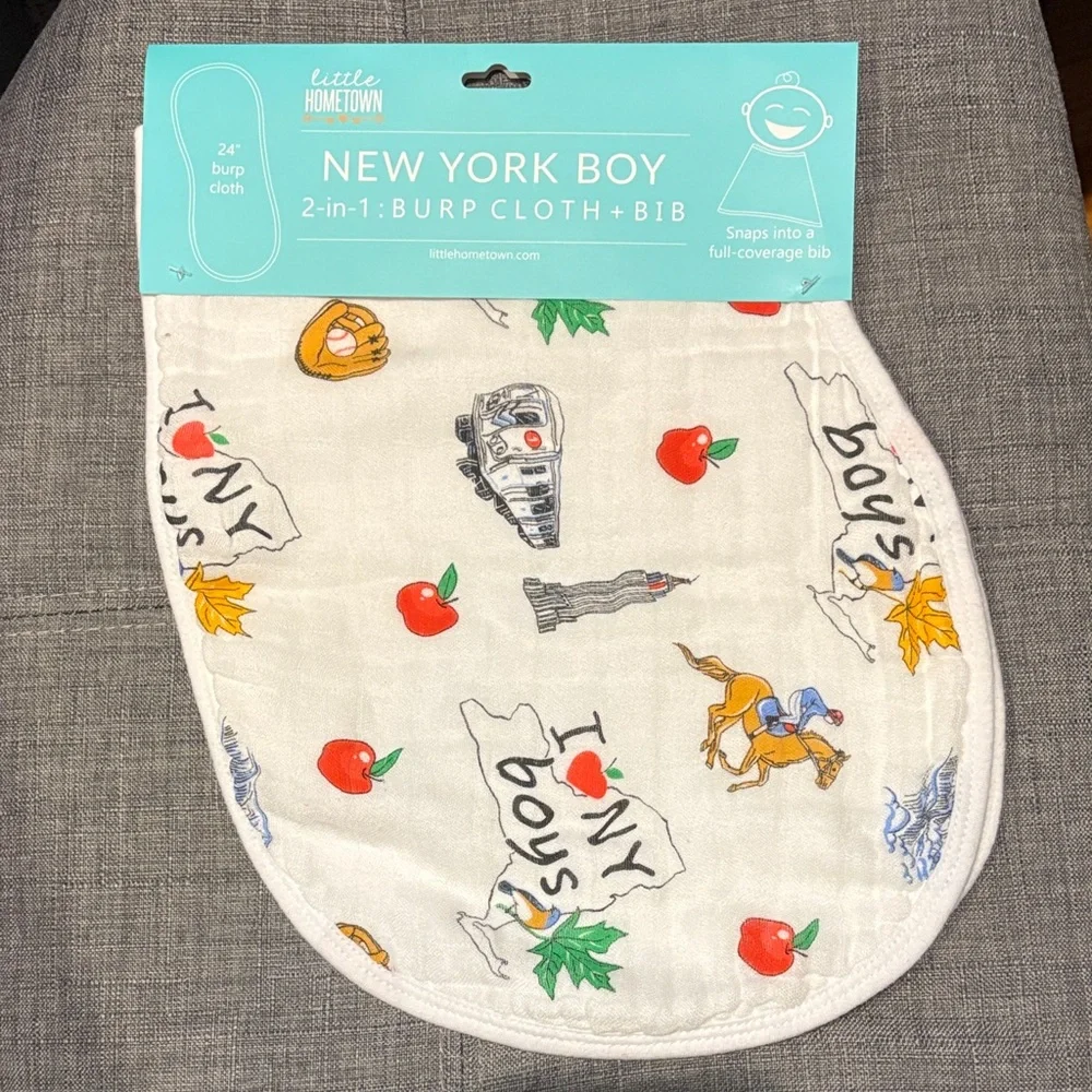 New York Boy Bib 2 in 1 Burp Cloth + Bib - 24